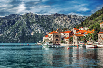 Fototapeta na wymiar View of Perast city, Montenegro.