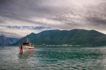 Tour boat on Kotor bay, Perast, Montenegro