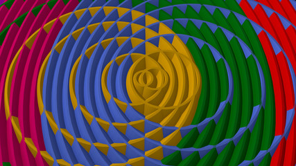 Intersecting colorful circles. 3d rendering. Large resolution