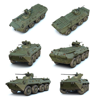 3D illustrations set of Russian APC BTR-80A