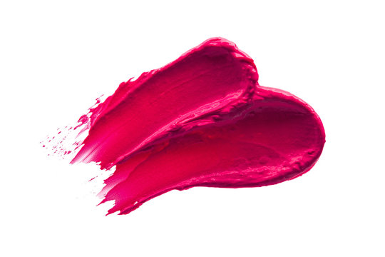Smudge lipstick on white isolated background