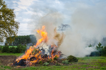 Easter bonfire in rural Europe