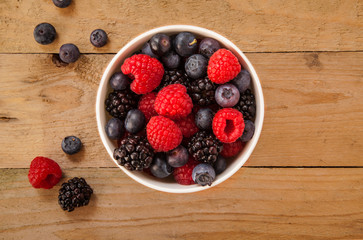 Raspberry, Blackberry and Blueberry in a bowl
