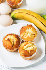 Homemade Banana Nut Muffins Ready to Eat