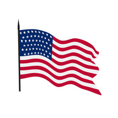 The developing flag of the USA on a white background.