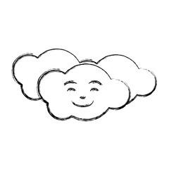 monochrome sketch caricature of the cloud smiling vector illustration