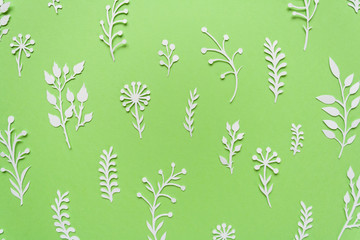 summer meadow cut of white paper on green background