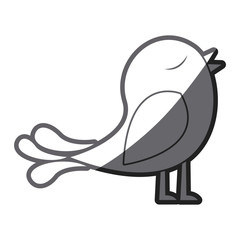 grayscale thick silhouette of bird singing vector illustration