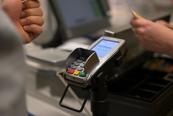 Customer paying for their order