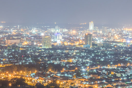 Night City scene at Hat Yai province in Thailand