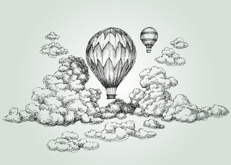 Obraz premium Hot air balloon drawing