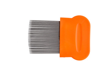 Lice comb for home removing lice treatment isolated on white.