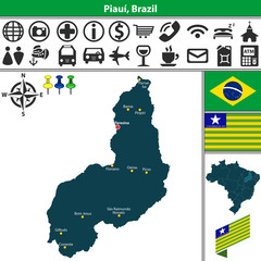 Map of Piaui, Brazil