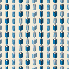 Isometric buildings seamless pattern