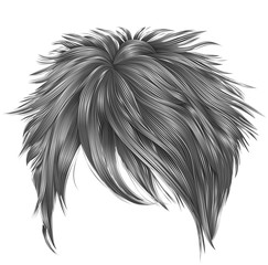 Obraz premium trendy woman short hairs gray colors . fringe . fashion beauty style . realistic 3d .