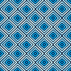 Seamless blue geometric pattern. Watercolor vector tribal texture. Vintage ethnic striped background. 