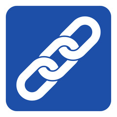 blue, white information sign - hanging chain icon