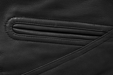 Detail of a black deer napa leather jacket