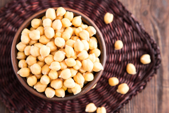 Cooked Chickpeas on a bowl. Chickpeas is nutritious food. Healthy and vegetarian food