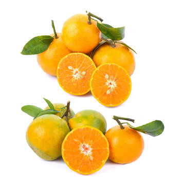 Whole and sliced orange isolated