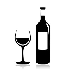 wine glass and bottle icon