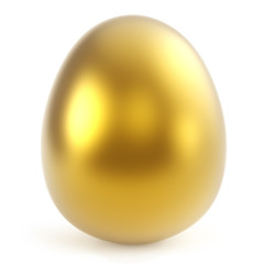 Gold egg 3D illustration isolated on white background.