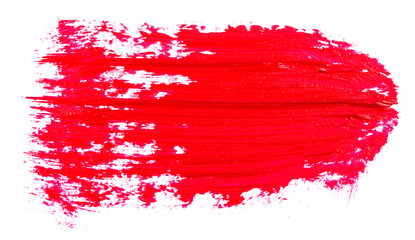 Stain of oil red paint on white background
