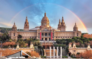 Foto op Canvas MNAC in Barcelona with rainbow © TTstudio