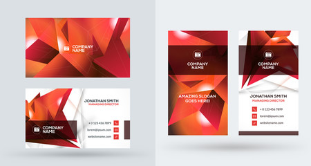 Double-sided creative business card template. Portrait and landscape orientation. Horizontal and vertical layout. Vector illustration