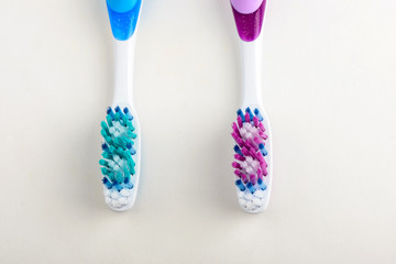 toothbrushes on white background