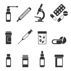 A set of medical icons.