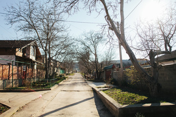 The City Of Bakhchisarai. Top view of the city Bakhchisarai. city in the mountains. Crimea 
