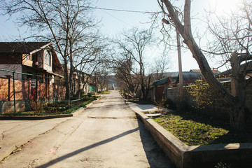 The City Of Bakhchisarai. Top view of the city Bakhchisarai. city in the mountains. Crimea 
