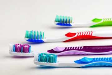 toothbrushes on white background