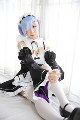 Japan anime cosplay girl in white tone