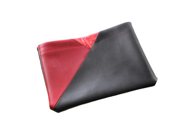 Woman black red purse isolated in white background