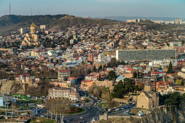 TBILISI, GEORGIA Panorama view on centre of Tbilisi city.