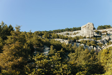 The City Of Bakhchisarai. Top view of the city Bakhchisarai. ?ity in the mountains. Crimea 
