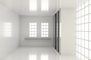 empty room with concrete in 3d rendering