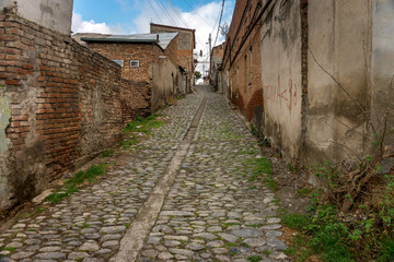 Georgia, old streets of Tbilisi in spring weather. 