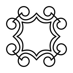 Elegant contour frame for design. A template for embroidering monograms, pyrography, creating icons and logos.