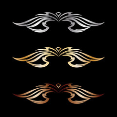 Set of abstract isolated  leaves. Element for design.