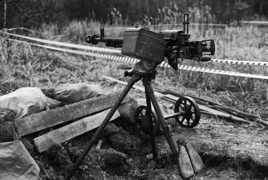 Anti-aircraft guns, authentic machine gun during the second world war
