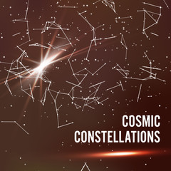 Fototapeta premium Cosmic Constellations Abstract Background Vector. Deep Space. Illustration Of Cosmic Nebula With Star Cluster.