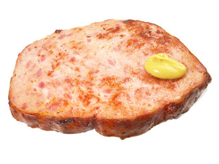 Leberkäse Scheibe mit Senf - gebraten