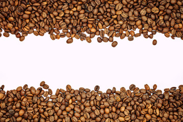 Coffee beans on a white background.