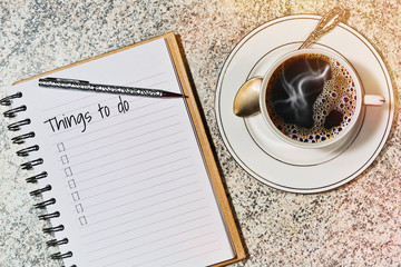 Morning coffee and to do list