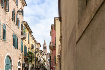 Beautiful street view of  Verona center which is a world heritage site