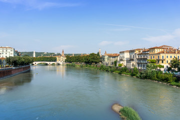 Beautiful street view of  Verona center which is a world heritage site