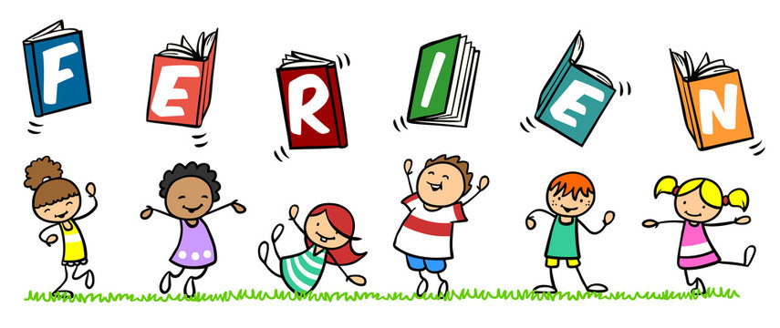 Kinder freuen sich &uuml;ber Ferien nach der Schule